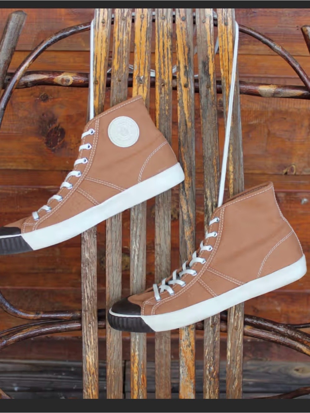 Colchester Rubber co.Men's High-Top Canvas Sneakers in Tan with Dark Toe - Picture 7 of 9
